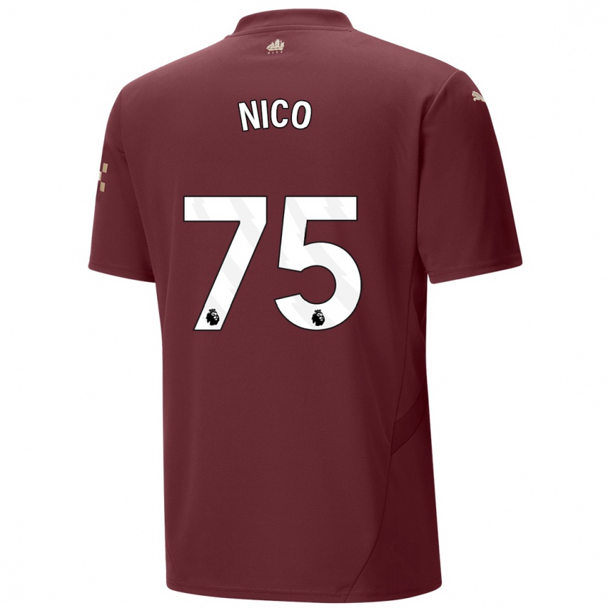 Kids Football Nico O'reilly #75 Maroon Third Jersey 2024/25 T-Shirt