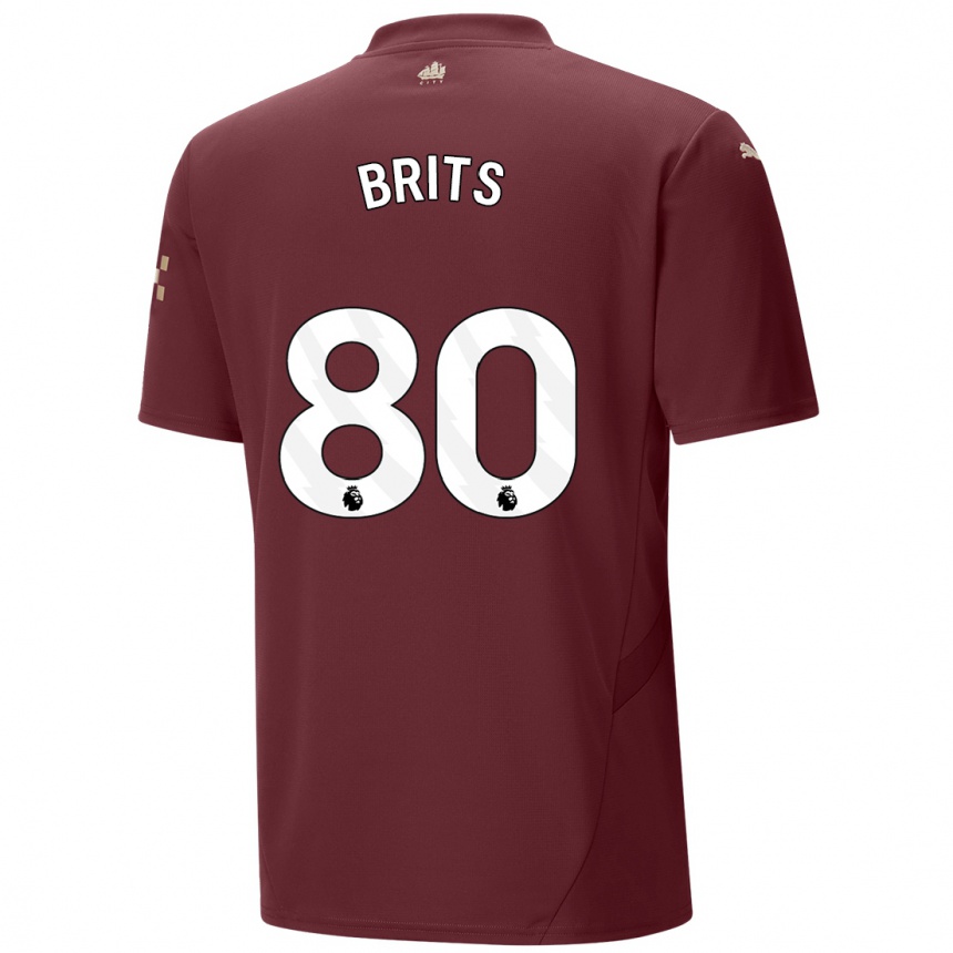 Kids Football Spike Brits #80 Maroon Third Jersey 2024/25 T-Shirt