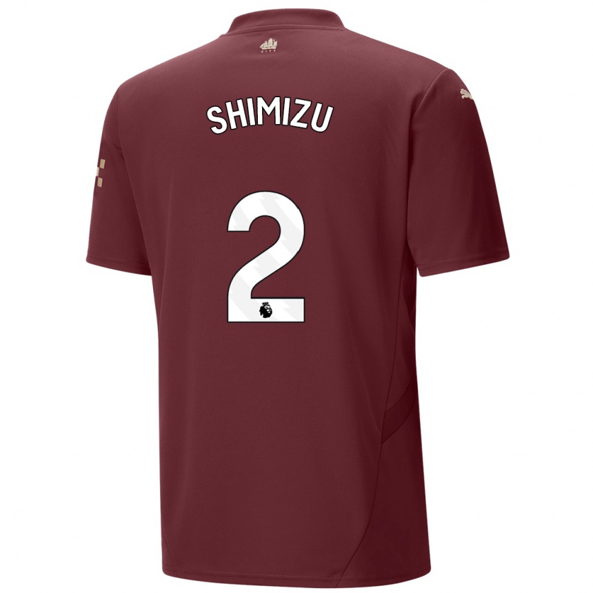 Kids Football Risa Shimizu #2 Maroon Third Jersey 2024/25 T-Shirt