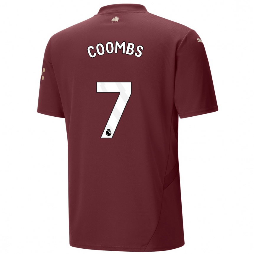 Kids Football Laura Coombs #7 Maroon Third Jersey 2024/25 T-Shirt