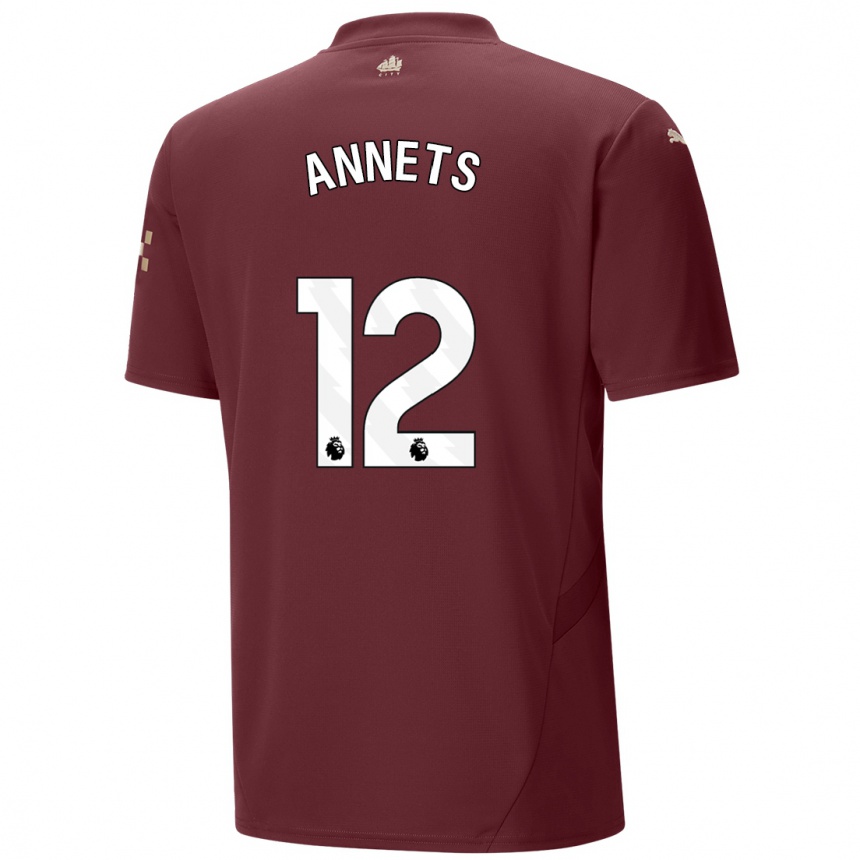 Kids Football Eve Annets #12 Maroon Third Jersey 2024/25 T-Shirt