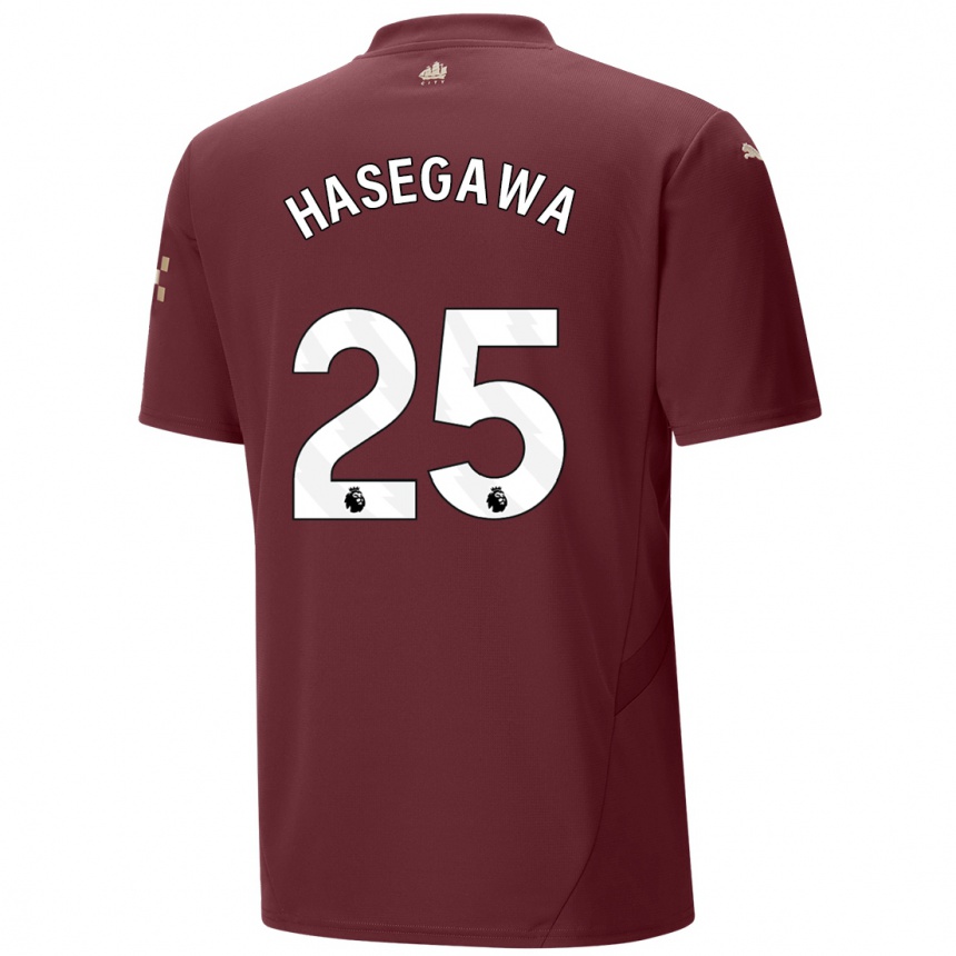 Kids Football Yui Hasegawa #25 Maroon Third Jersey 2024/25 T-Shirt