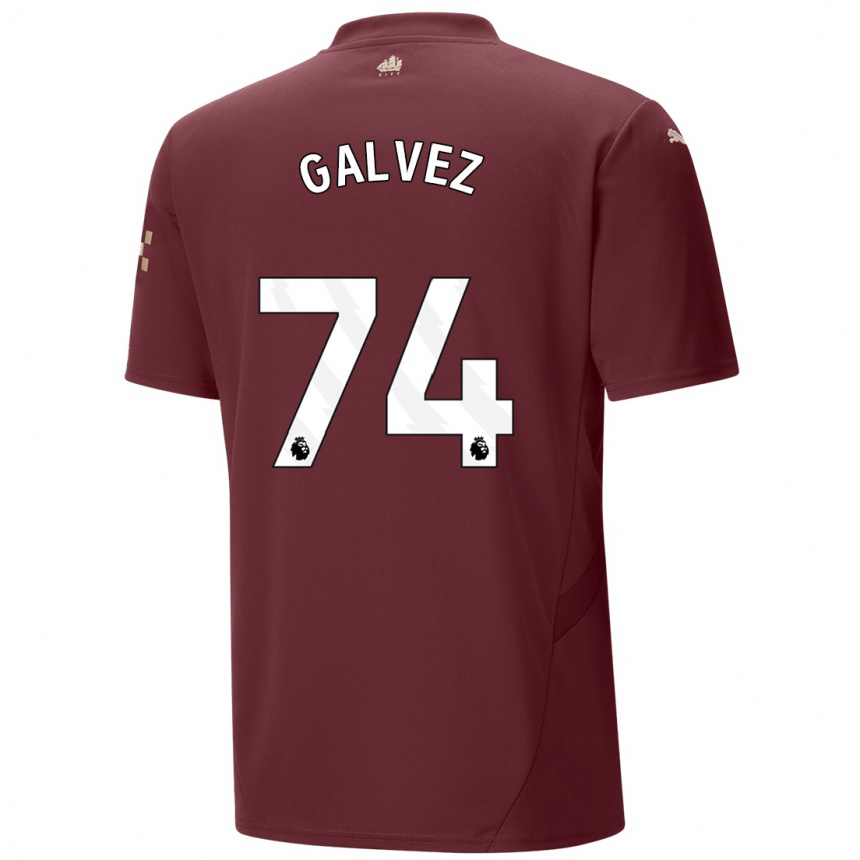 Kids Football Tomas Galvez #74 Maroon Third Jersey 2024/25 T-Shirt