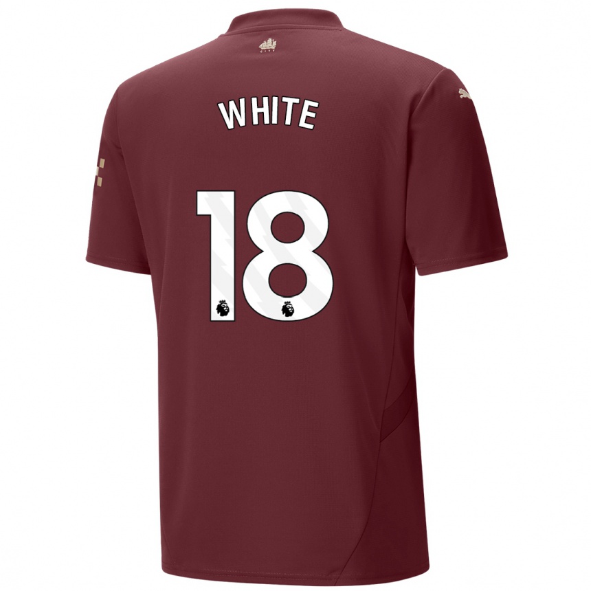 Kids Football Ellen White #18 Maroon Third Jersey 2024/25 T-Shirt