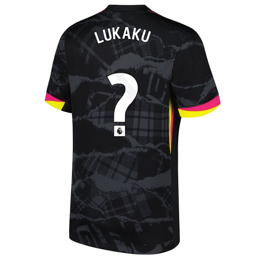 Kids Football Romelu Lukaku #0 Black Pink Third Jersey 2024/25 T-Shirt