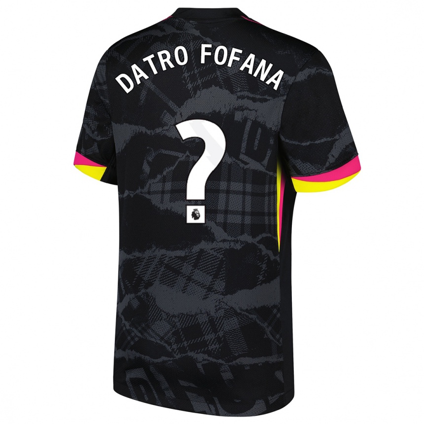 Kids Football David Datro Fofana #0 Black Pink Third Jersey 2024/25 T-Shirt