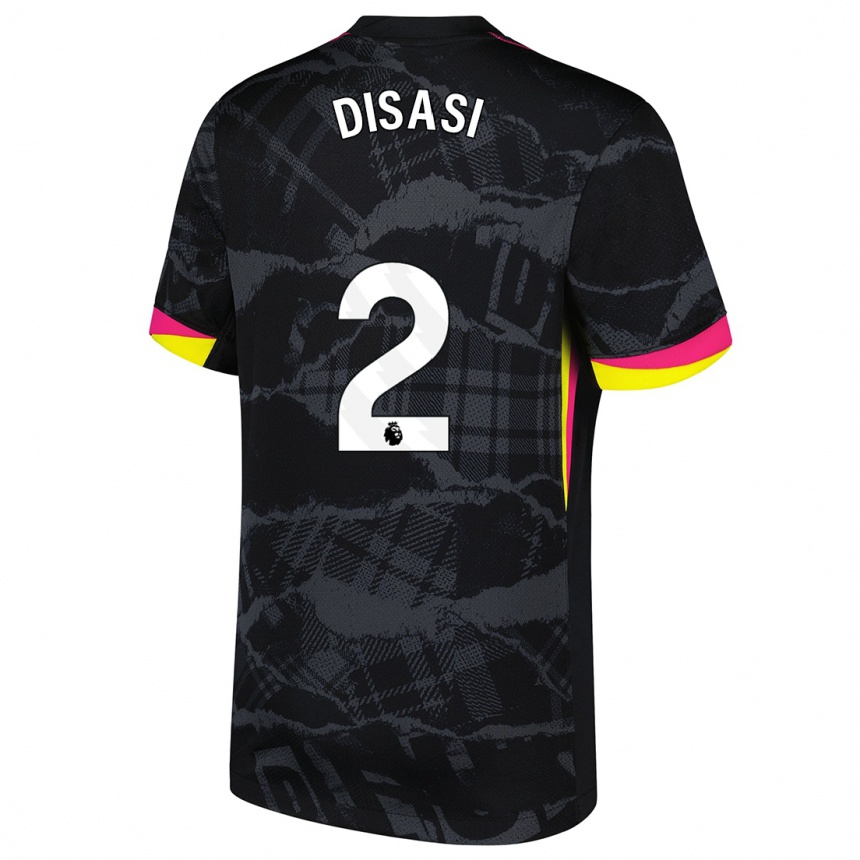 Kids Football Axel Disasi #2 Black Pink Third Jersey 2024/25 T-Shirt