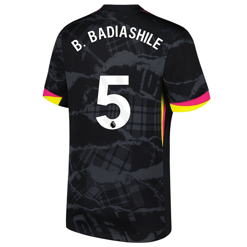 Kids Football Benoît Badiashile #5 Black Pink Third Jersey 2024/25 T-Shirt