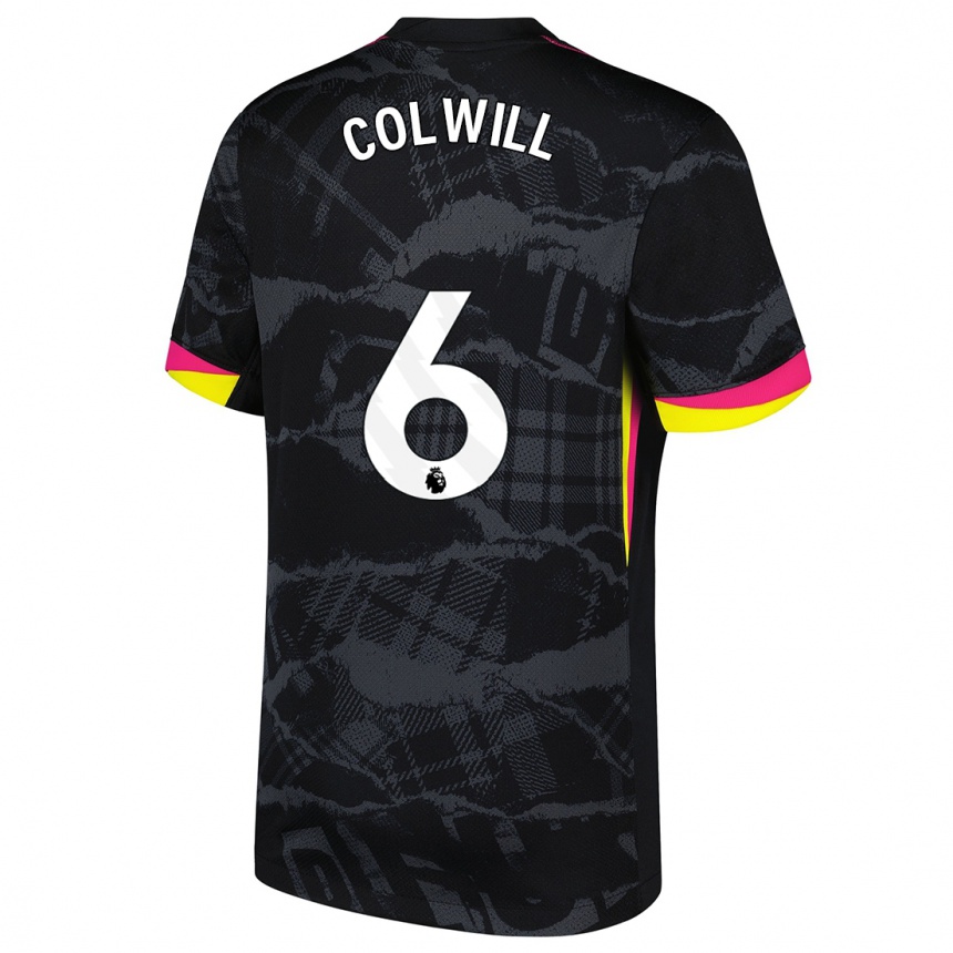 Kids Football Levi Colwill #6 Black Pink Third Jersey 2024/25 T-Shirt