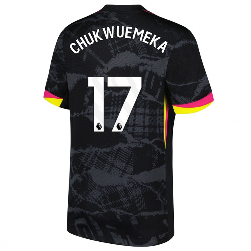 Kids Football Carney Chukwuemeka #17 Black Pink Third Jersey 2024/25 T-Shirt