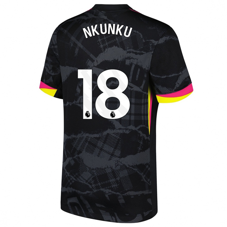 Kids Football Christopher Nkunku #18 Black Pink Third Jersey 2024/25 T-Shirt