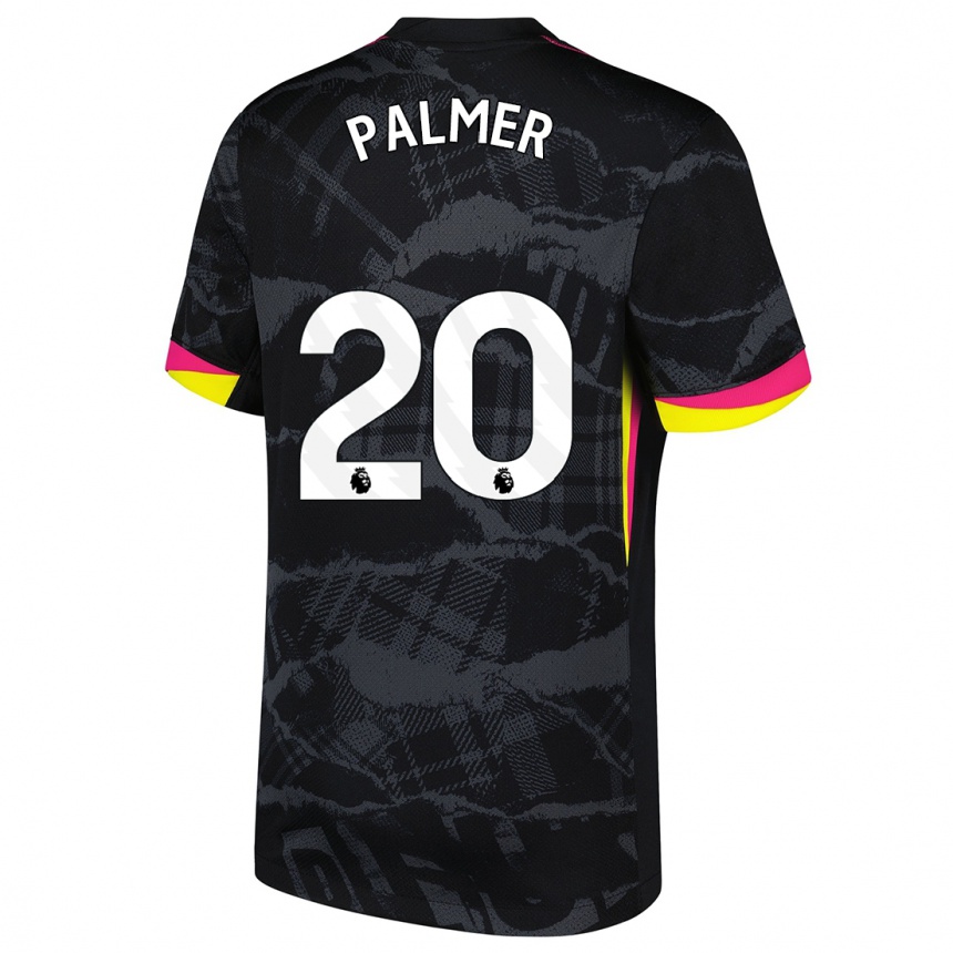 Kids Football Cole Palmer #20 Black Pink Third Jersey 2024/25 T-Shirt