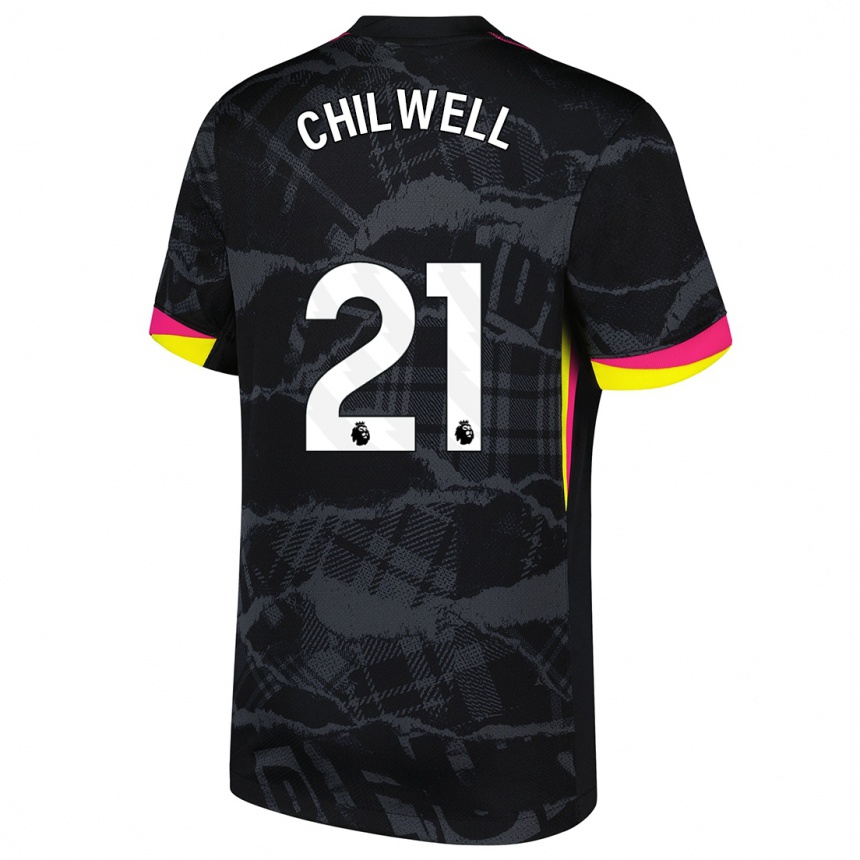 Kids Football Ben Chilwell #21 Black Pink Third Jersey 2024/25 T-Shirt