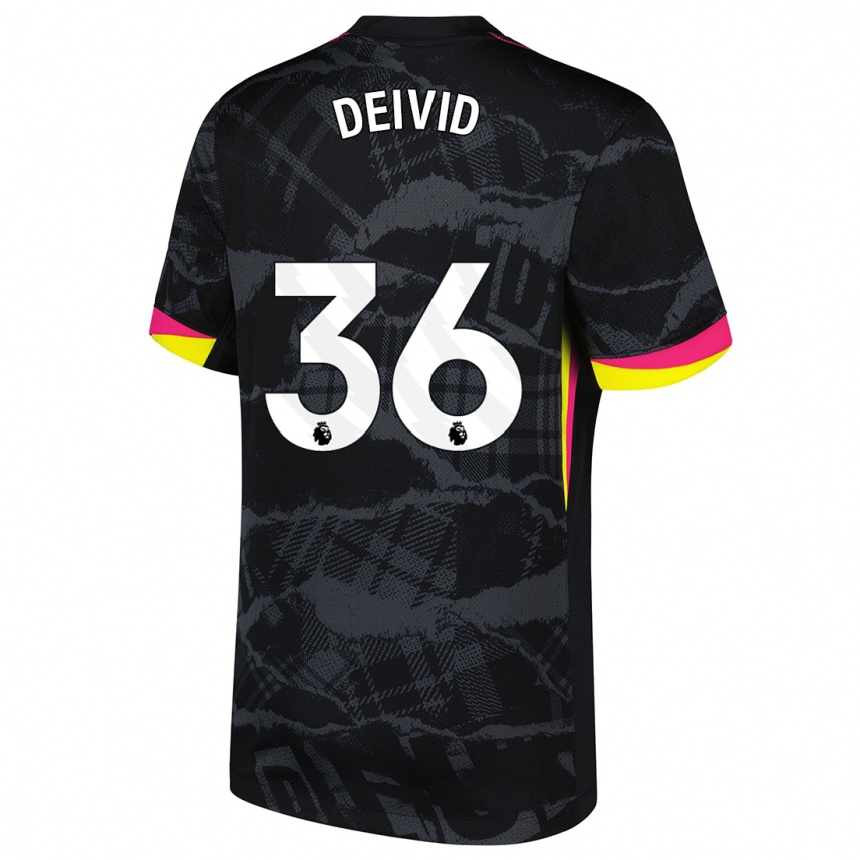 Kids Football Deivid Washington #36 Black Pink Third Jersey 2024/25 T-Shirt