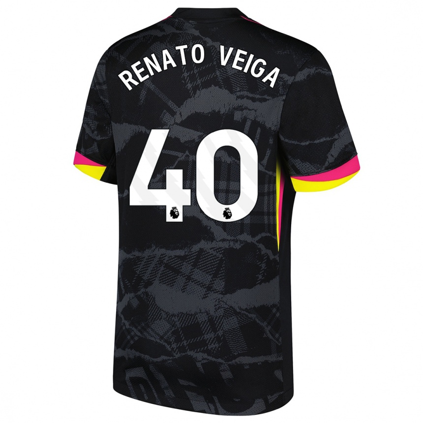 Kids Football Renato Veiga #40 Black Pink Third Jersey 2024/25 T-Shirt