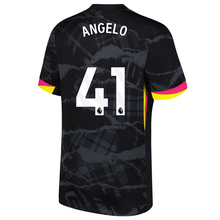 Kids Football Ângelo #41 Black Pink Third Jersey 2024/25 T-Shirt