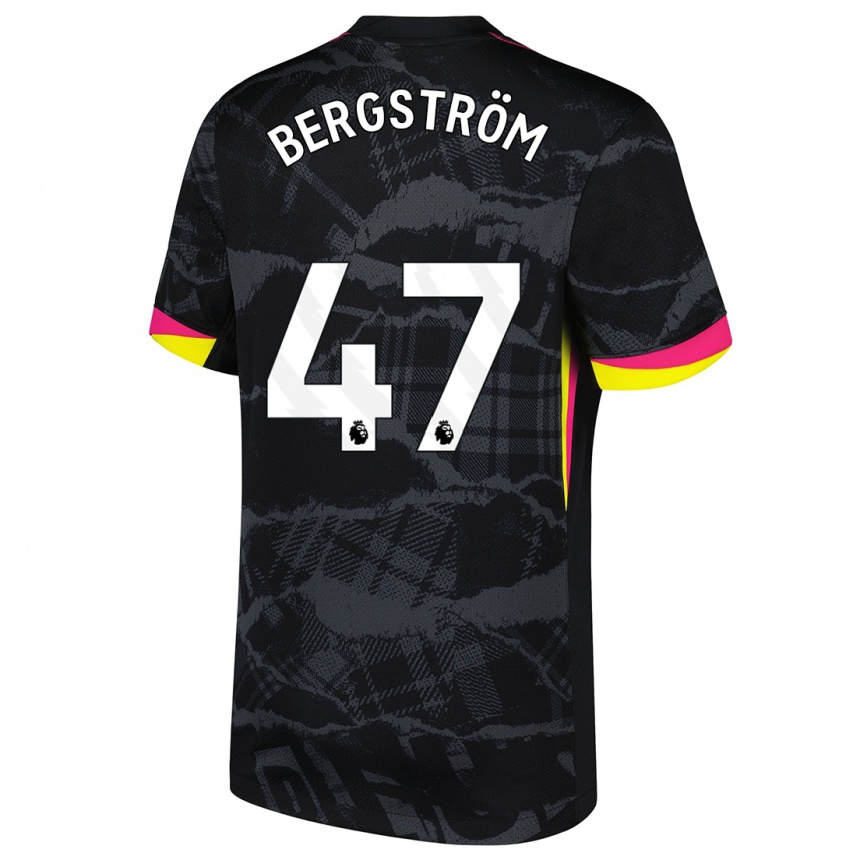 Kids Football Lucas Bergström #47 Black Pink Third Jersey 2024/25 T-Shirt