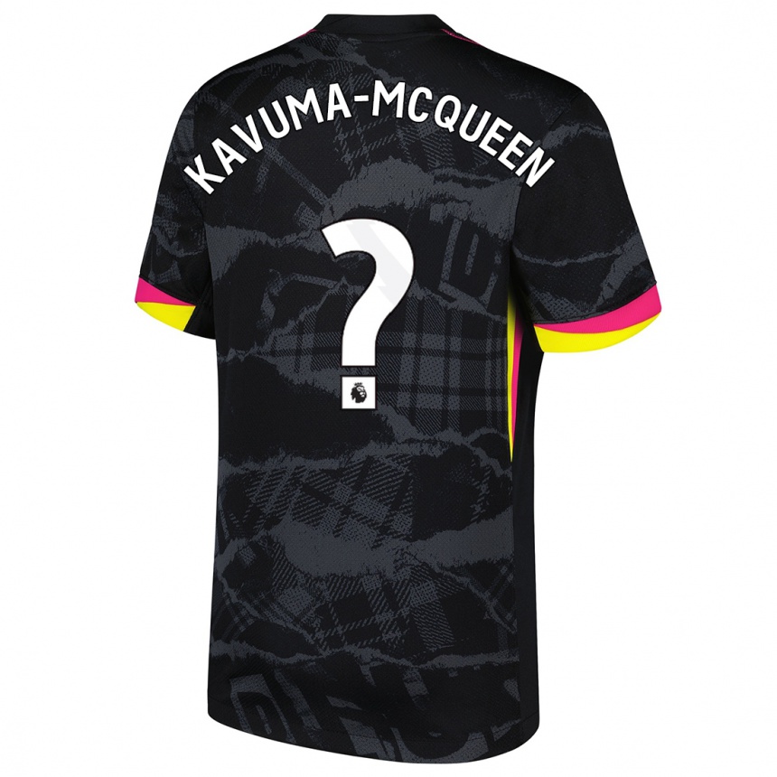 Kids Football Ryan Kavuma-Mcqueen #0 Black Pink Third Jersey 2024/25 T-Shirt