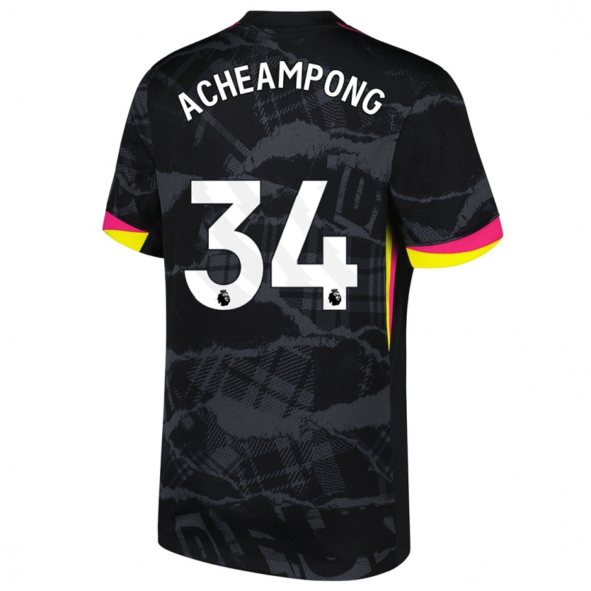 Kids Football Josh Acheampong #34 Black Pink Third Jersey 2024/25 T-Shirt