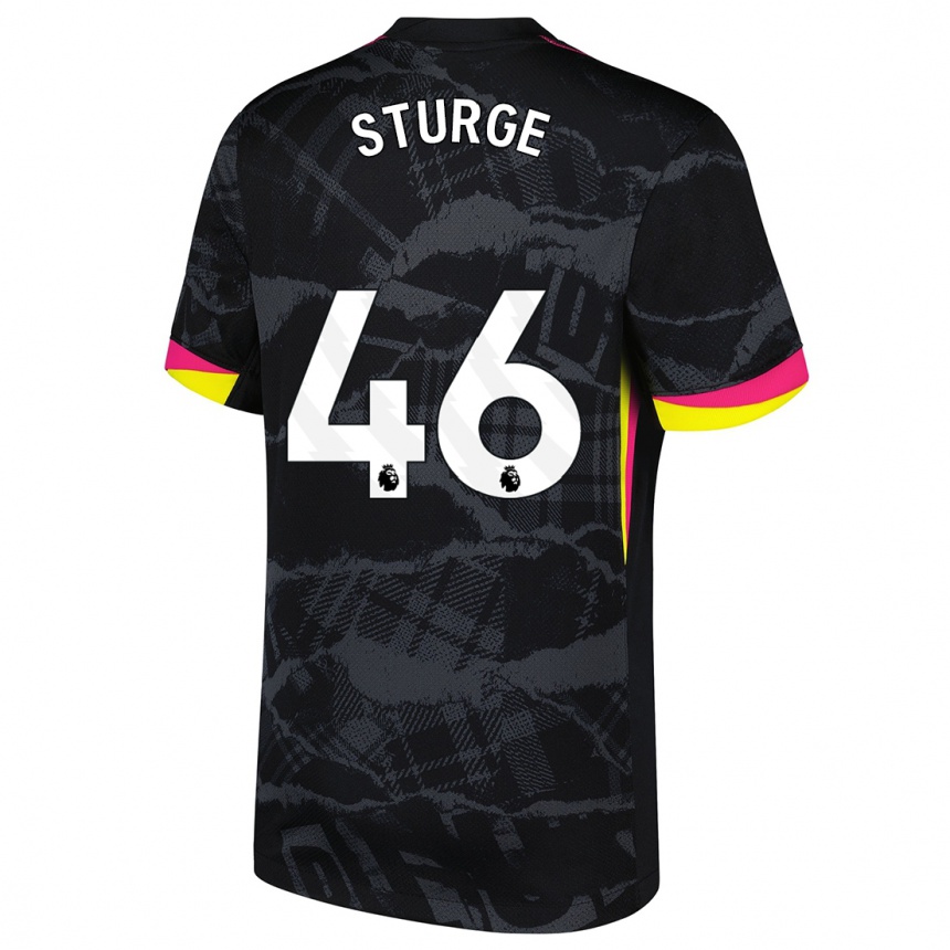 Kids Football Zak Sturge #46 Black Pink Third Jersey 2024/25 T-Shirt