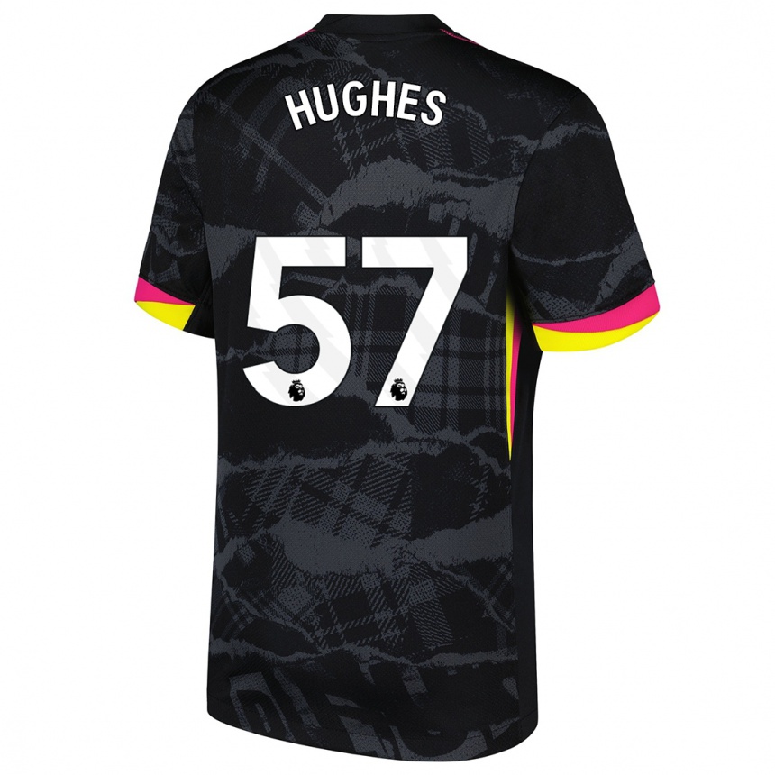 Kids Football Brodi Hughes #57 Black Pink Third Jersey 2024/25 T-Shirt