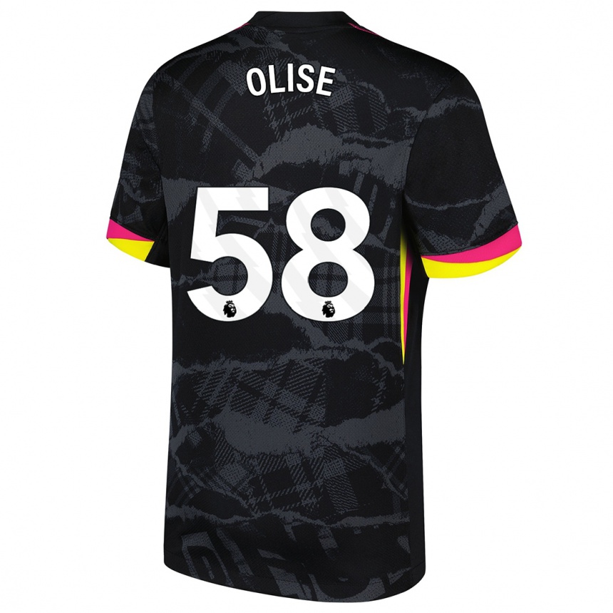 Kids Football Richard Olise #58 Black Pink Third Jersey 2024/25 T-Shirt