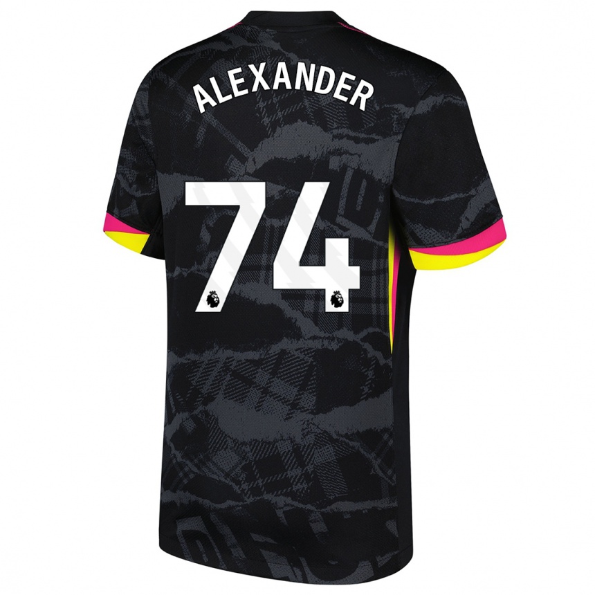 Kids Football Reiss-Alexander Russell-Denny #74 Black Pink Third Jersey 2024/25 T-Shirt