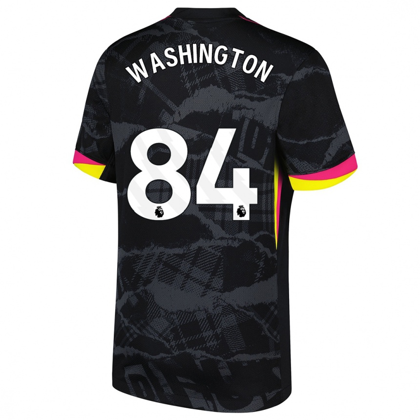 Kids Football Marcell Washington #84 Black Pink Third Jersey 2024/25 T-Shirt