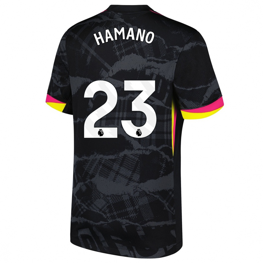 Kids Football Maika Hamano #23 Black Pink Third Jersey 2024/25 T-Shirt