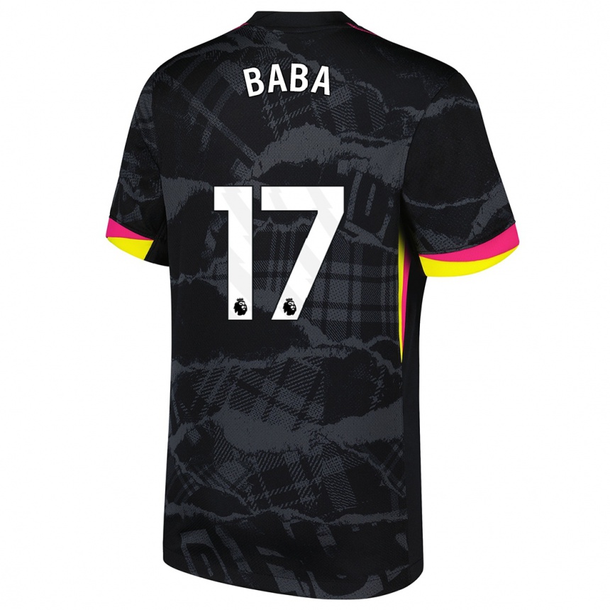 Kids Football Abdul-Rahman Baba #17 Black Pink Third Jersey 2024/25 T-Shirt