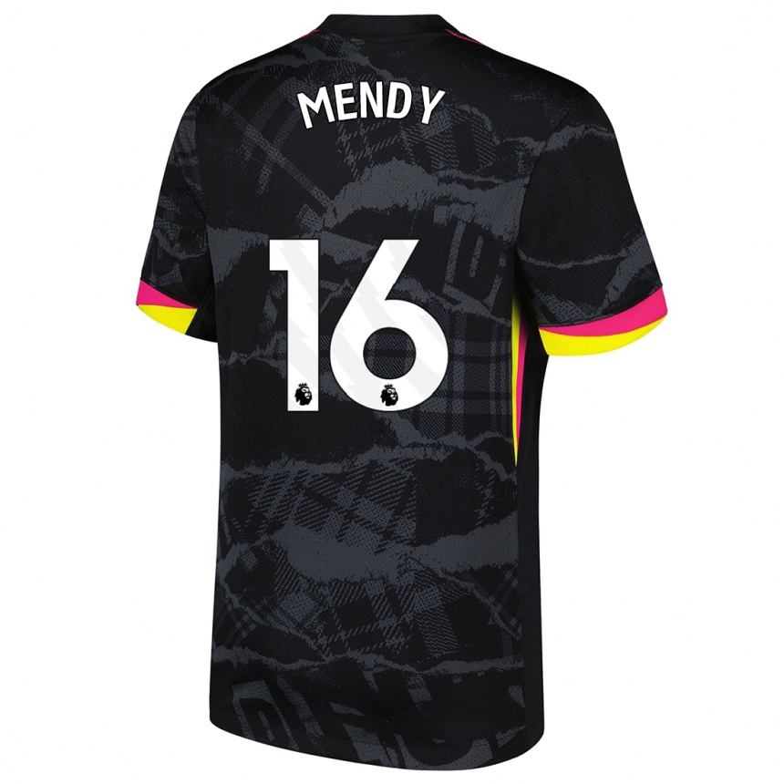 Kids Football Edouard Mendy #16 Black Pink Third Jersey 2024/25 T-Shirt