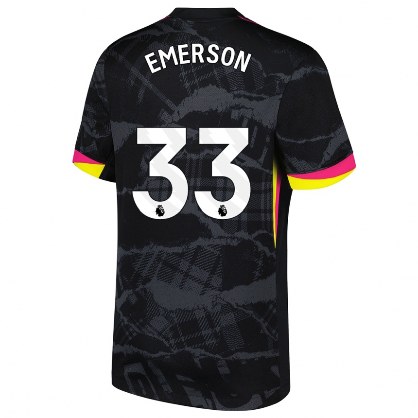 Kids Football Emerson #33 Black Pink Third Jersey 2024/25 T-Shirt