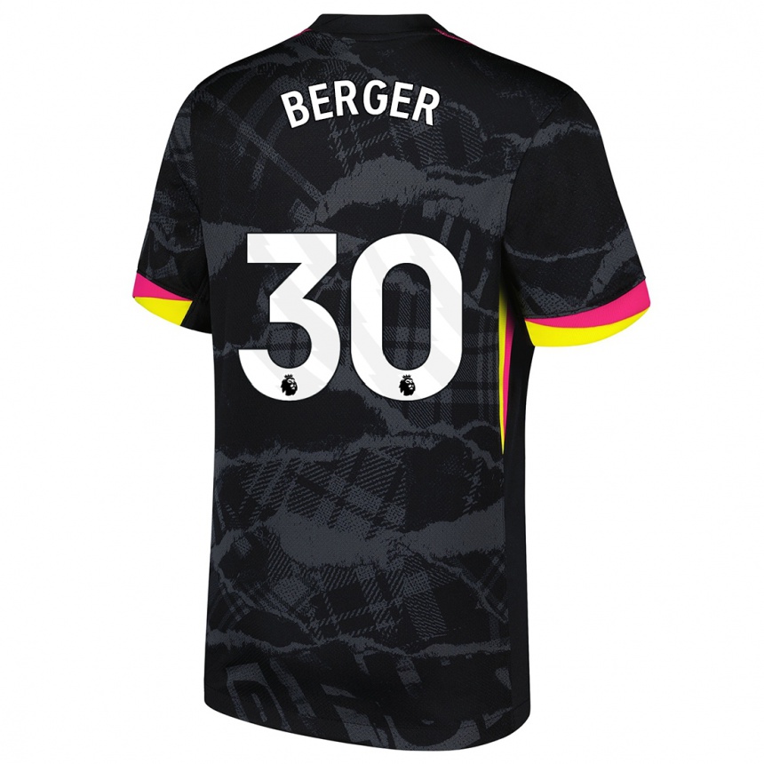 Kids Football Ann-Katrin Berger #30 Black Pink Third Jersey 2024/25 T-Shirt