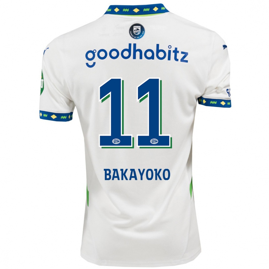 Kids Football Johan Bakayoko #11 White Dark Blue Third Jersey 2024/25 T-Shirt