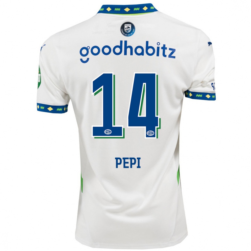 Kids Football Ricardo Pepi #14 White Dark Blue Third Jersey 2024/25 T-Shirt