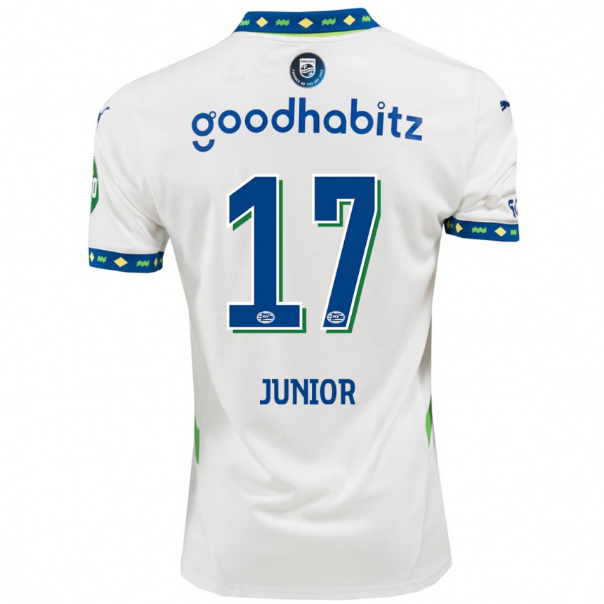 Kids Football Mauro Júnior #17 White Dark Blue Third Jersey 2024/25 T-Shirt