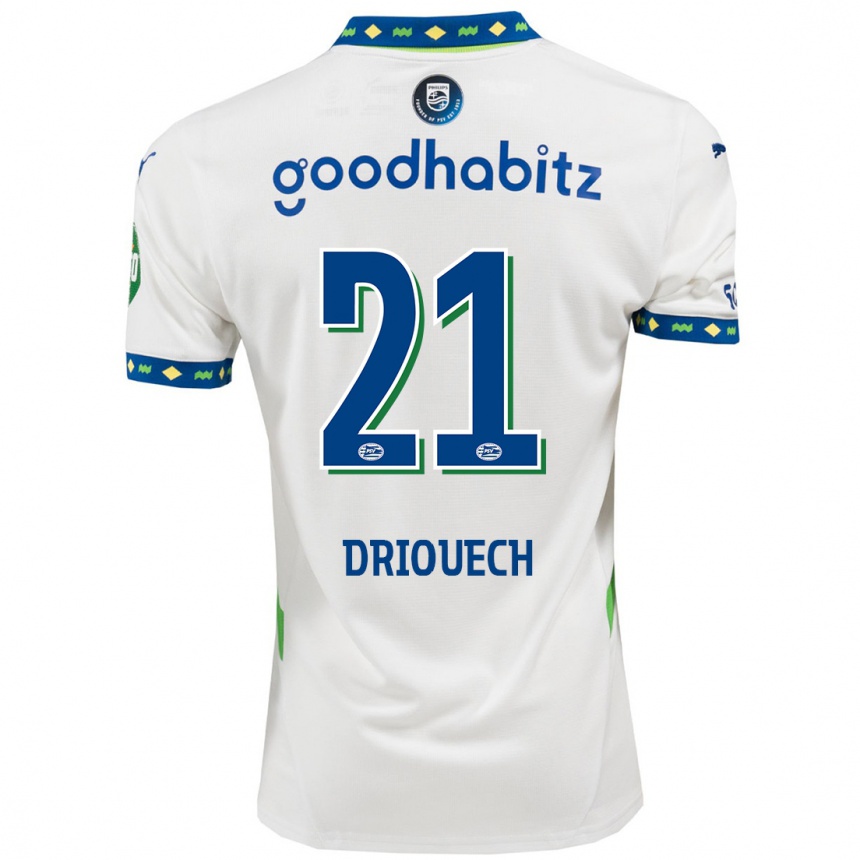 Kids Football Couhaib Driouech #21 White Dark Blue Third Jersey 2024/25 T-Shirt