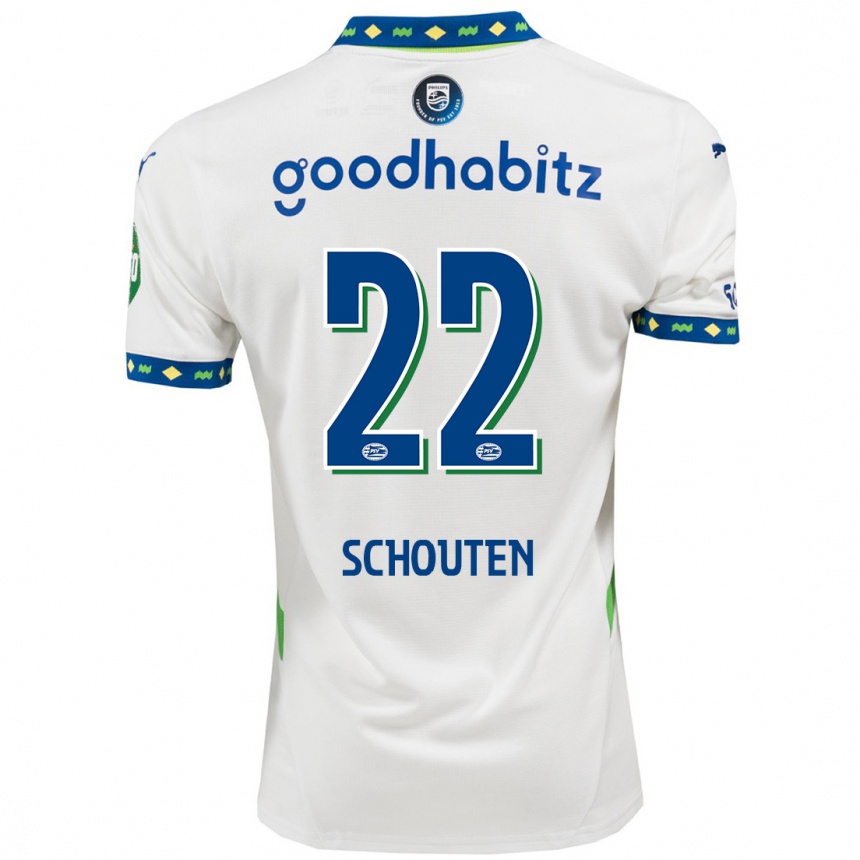 Kids Football Jerdy Schouten #22 White Dark Blue Third Jersey 2024/25 T-Shirt