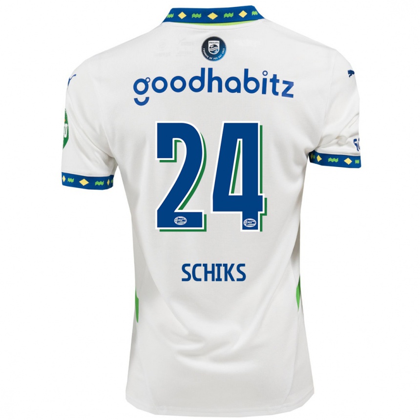 Kids Football Niek Schiks #24 White Dark Blue Third Jersey 2024/25 T-Shirt