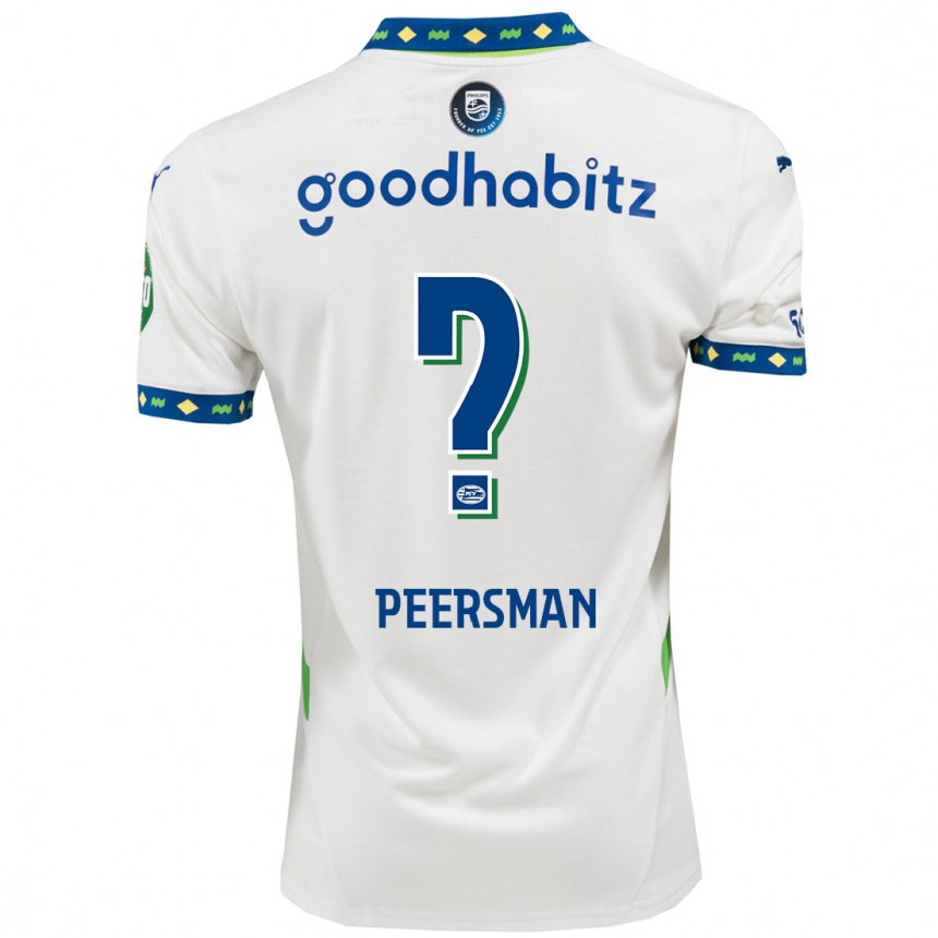 Kids Football Kjell Peersman #0 White Dark Blue Third Jersey 2024/25 T-Shirt