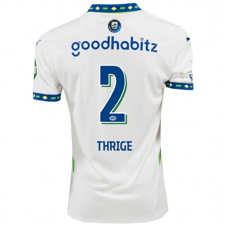 Kids Football Sara Thrige #2 White Dark Blue Third Jersey 2024/25 T-Shirt