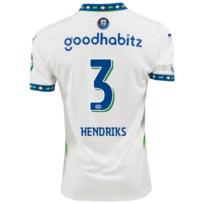 Kids Football Gwyneth Hendriks #3 White Dark Blue Third Jersey 2024/25 T-Shirt