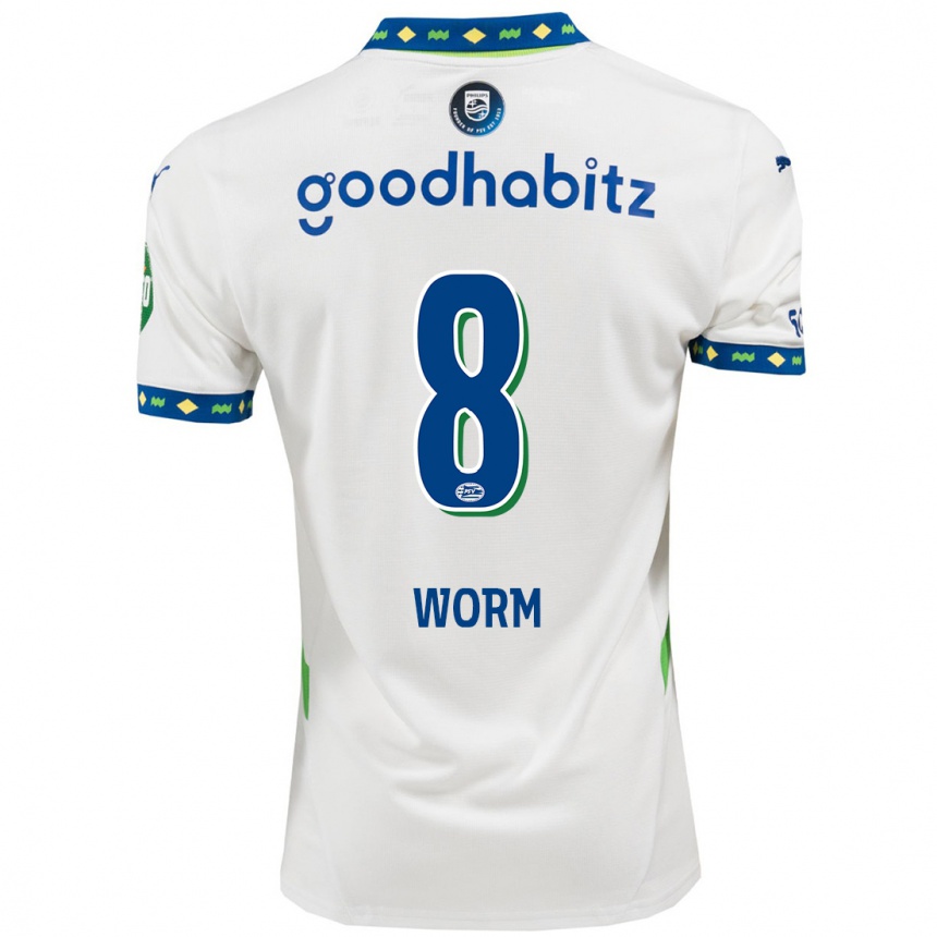 Kids Football Siri Worm #8 White Dark Blue Third Jersey 2024/25 T-Shirt