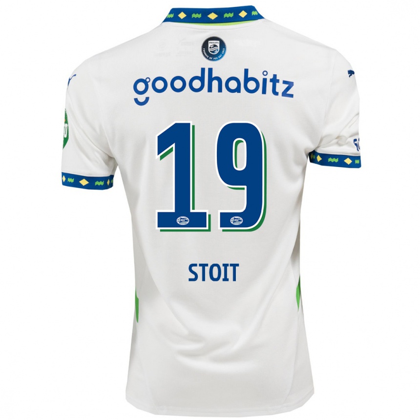 Kids Football Fleur Stoit #19 White Dark Blue Third Jersey 2024/25 T-Shirt