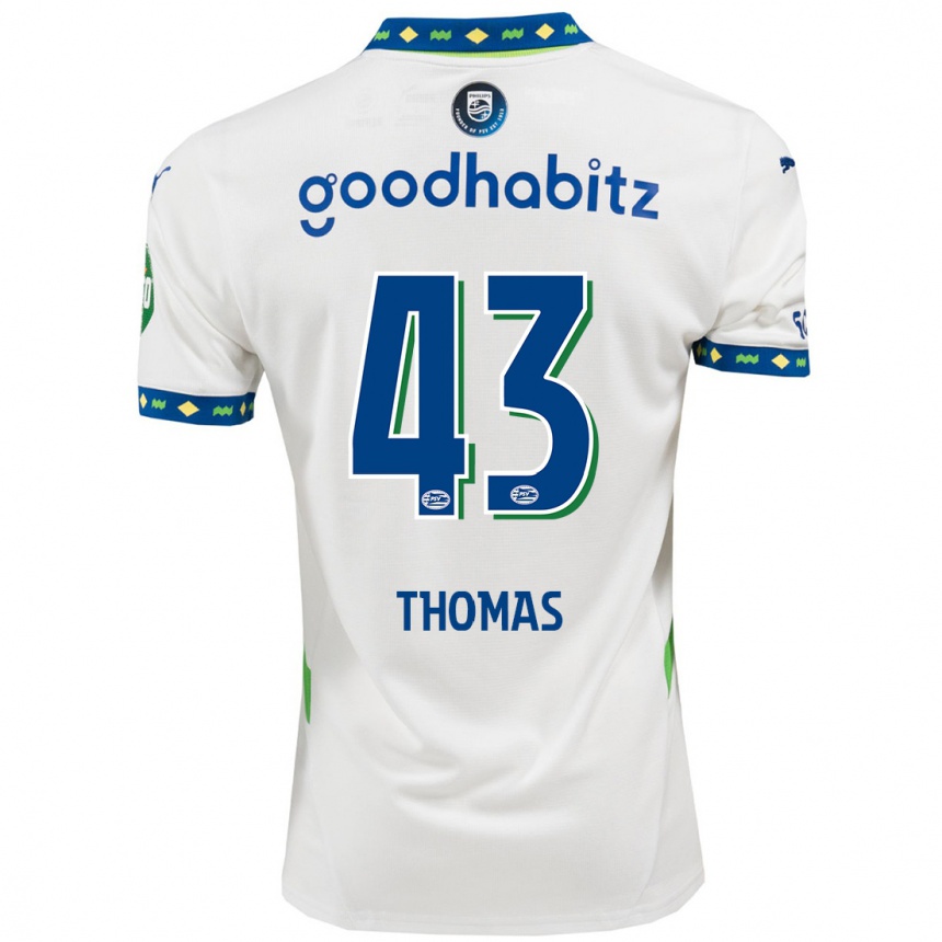 Kids Football Kealyn Thomas #43 White Dark Blue Third Jersey 2024/25 T-Shirt