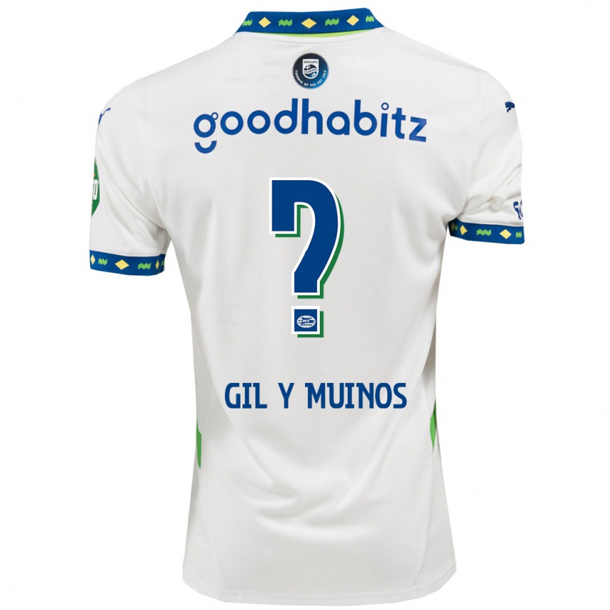 Kids Football Yaël Gil Y Muiños #0 White Dark Blue Third Jersey 2024/25 T-Shirt