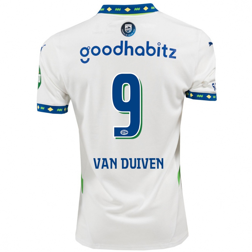 Kids Football Jason Van Duiven #9 White Dark Blue Third Jersey 2024/25 T-Shirt