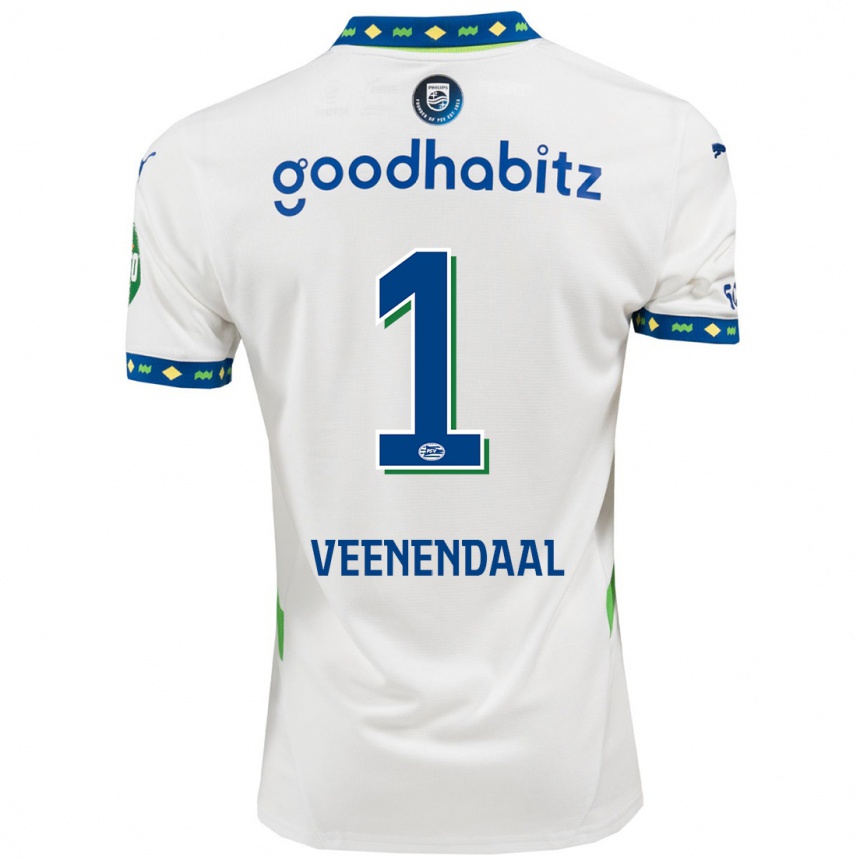 Kids Football Sari Van Veenendaal #1 White Dark Blue Third Jersey 2024/25 T-Shirt