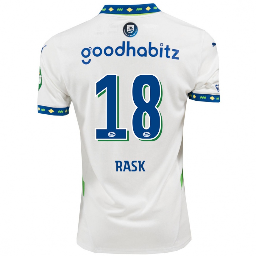 Kids Football Caroline Rask #18 White Dark Blue Third Jersey 2024/25 T-Shirt