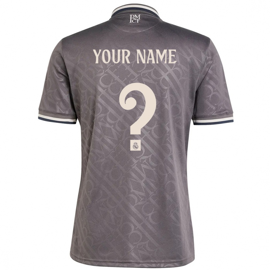 Kids Football Your Name #0 Charcoal Third Jersey 2024/25 T-Shirt